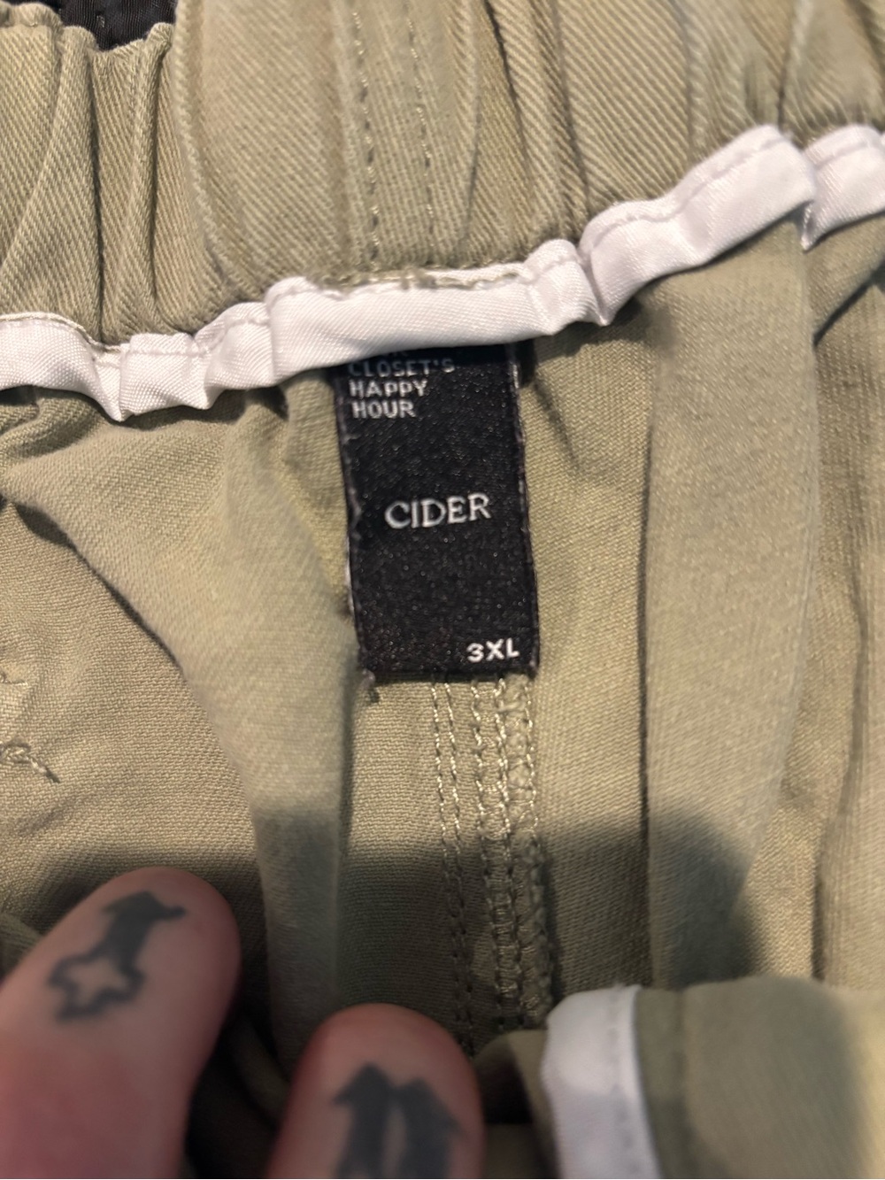 Cider Olive Green Elastic Waist Cargo Trousers - Picture 3 of 3